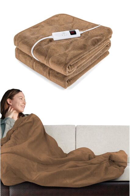 Ezysleep Cosy Heated Over Throw Fleece Blanket With Adjustable Control in Natural - image 1