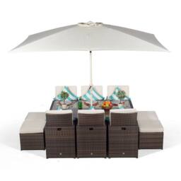 Thats Furniture Giardino 6 Seater Rattan Cube Dining Set in Brown - thumbnail 1