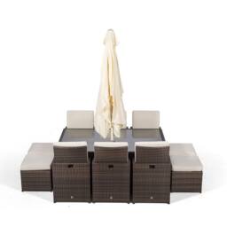 Thats Furniture Giardino 6 Seater Rattan Cube Dining Set in Brown - thumbnail 3