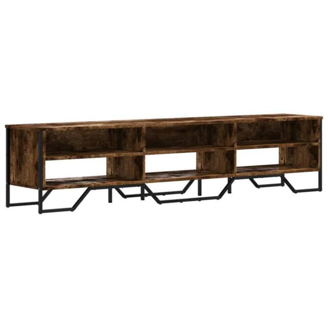 Berkfield Home TV Cabinet Smoked Oak 180x34x41 cm Engineered Wood in Brown - Size: 180 x 34 x 41 cm - image 1