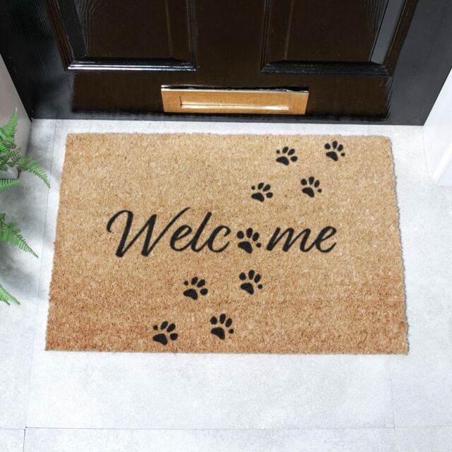 Artsy Mats Welcome Paws Coir Doormat (60 x 40cm) in Brown - Size: 40 cm x 60 cm - image 1