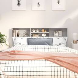 Berkfield Home Headboard Cabinet Concrete Grey 180x19x103.5 cm - thumbnail 2