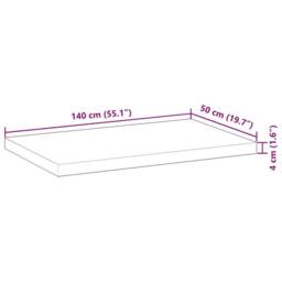 Berkfield Home Desk Top Untreated 140x50x4 cm Solid Wood Acacia in Brown - Size: 140 x 50 x 4 cm - thumbnail 9