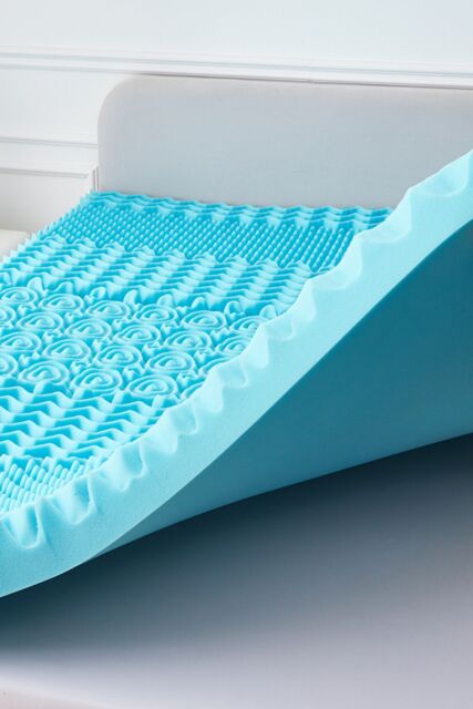 Ezysleep 10cm Cooling 7 Zone Memory Foam Mattress Topper in Blue - Size: Small Double - image 1
