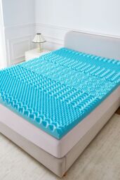 Ezysleep 10cm Cooling 7 Zone Memory Foam Mattress Topper in Blue - Size: Small Double - thumbnail 2