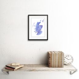 "Artery8 Wall Art Print Scotland Tartan Map Blue Framed in Black - Size: W7"" x H9""" - thumbnail 2