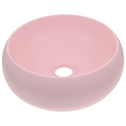 Berkfield Home Luxury Wash Basin Round Matt Pink 40x15 cm Ceramic - thumbnail 2