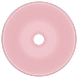 Berkfield Home Luxury Wash Basin Round Matt Pink 40x15 cm Ceramic - thumbnail 3