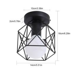 COMELY Set of 2 Industrial Metal Cage Ceiling Lights, Iron Chandelier, Black - thumbnail 9
