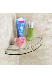 Living and Home Single Layer Bathroom Glass Bathtub Shower Triangle Shelf Storage Rack, Modern Style Glass Bathroom Shelf Storage Rack Glass Corner - thumbnail 4