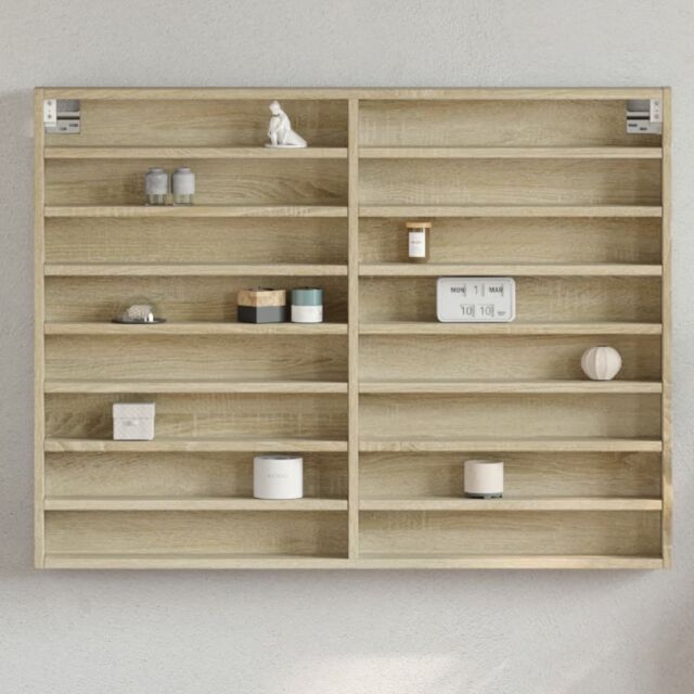 Berkfield Home Vitrine Cabinet Sonoma Oak 100x8.5x75 cm Engineered Wood in Brown - image 1