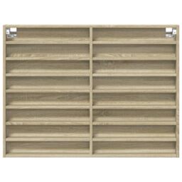 Berkfield Home Vitrine Cabinet Sonoma Oak 100x8.5x75 cm Engineered Wood in Brown - thumbnail 4