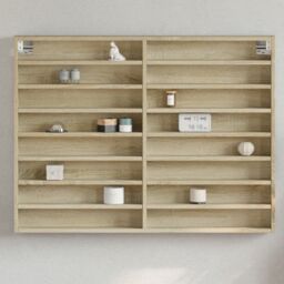 Berkfield Home Vitrine Cabinet Sonoma Oak 100x8.5x75 cm Engineered Wood in Brown - thumbnail 1