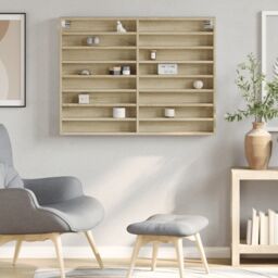 Berkfield Home Vitrine Cabinet Sonoma Oak 100x8.5x75 cm Engineered Wood in Brown - thumbnail 3