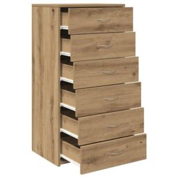 Berkfield Home Sideboard with 6 Drawers Artisan Oak 50x34x96 cm Engineered Wood in Brown - Size: 50 x 34 x 96 cm - thumbnail 3