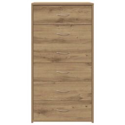 Berkfield Home Sideboard with 6 Drawers Artisan Oak 50x34x96 cm Engineered Wood in Brown - Size: 50 x 34 x 96 cm - thumbnail 4