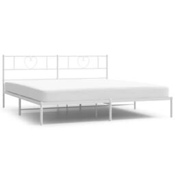 Berkfield Home Metal Bed Frame with Headboard White 180x200 cm Super King - thumbnail 2