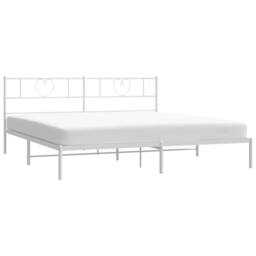 Berkfield Home Metal Bed Frame with Headboard White 180x200 cm Super King - thumbnail 3