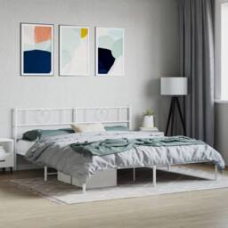 Berkfield Home Metal Bed Frame with Headboard White 180x200 cm Super King - thumbnail 1
