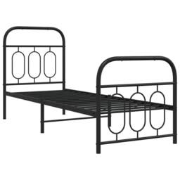 Berkfield Home Metal Bed Frame without Mattress with Footboard Black 75x190cm - Size: 75x190 cm - thumbnail 3