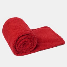 OHS Large Teddy Fleece Throw Blanket in Red - Size: 200 cm x 240 cm - thumbnail 4