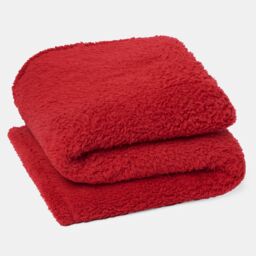 OHS Large Teddy Fleece Throw Blanket in Red - Size: 200 cm x 240 cm - thumbnail 3
