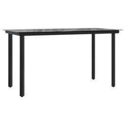 Berkfield Home Garden Dining Table Black 200x100x74cm Steel & Tempered Glass - Size: 200 x 100 x 74 cm - thumbnail 2