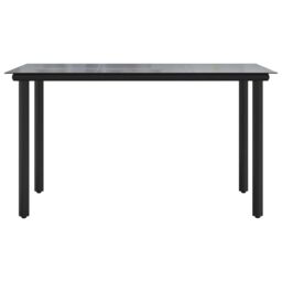 Berkfield Home Garden Dining Table Black 200x100x74cm Steel & Tempered Glass - Size: 200 x 100 x 74 cm - thumbnail 3