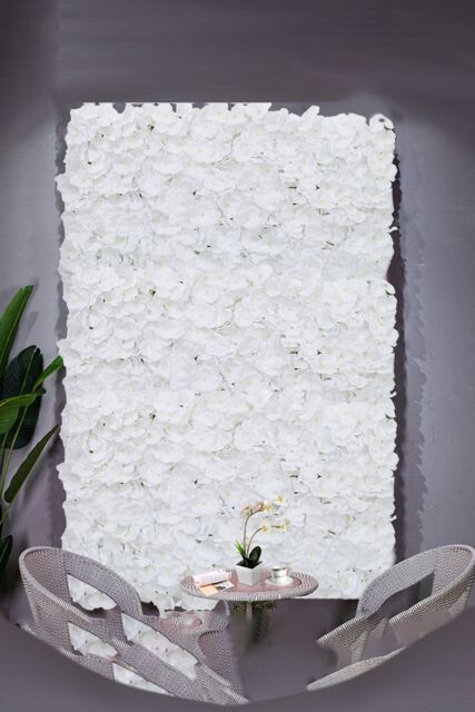 Living and Home 40x60cm Simulation Decorative Background Wall Encrypted Hydrangea in White - Size: 40x60 cm - image 1