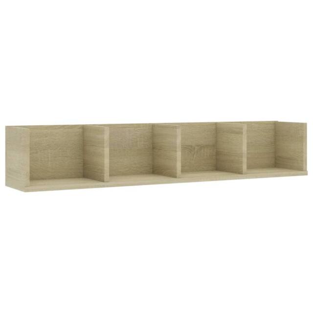 Berkfield Home CD Wall Shelf Sonoma Oak 100x18x18 cm Engineered Wood in Beige - Size: 100 x 18 x 18 cm - image 1