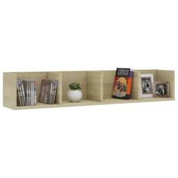 Berkfield Home CD Wall Shelf Sonoma Oak 100x18x18 cm Engineered Wood in Beige - Size: 100 x 18 x 18 cm - thumbnail 3