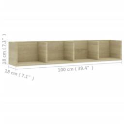 Berkfield Home CD Wall Shelf Sonoma Oak 100x18x18 cm Engineered Wood in Beige - Size: 100 x 18 x 18 cm - thumbnail 6