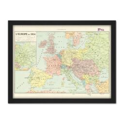"Artery8 Wall Art Print Peltier 1914 Political Map Europe French Language Large Framed Wall Décor Art in White - Size: W18"" x H24""" - thumbnail 1
