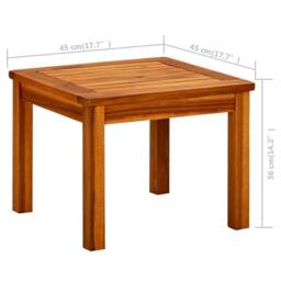 Berkfield Home Decorative Garden Coffee Table 45x45x36 cm Solid Acacia Wood in Brown - Size: 45 x 45 x 36 cm - thumbnail 7