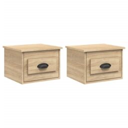 Berkfield Home Wall-mounted Bedside Cabinets 2 pcs Sonoma Oak 41.5x36x28cm in Brown - Size: 41.5x36x28 cm - thumbnail 2