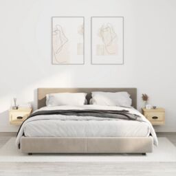 Berkfield Home Wall-mounted Bedside Cabinets 2 pcs Sonoma Oak 41.5x36x28cm in Brown - Size: 41.5x36x28 cm - thumbnail 1