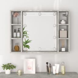 Berkfield Home Mirror Cabinet with LED Concrete Grey 76x15x55 cm - Size: 76 x 15 x 55 cm - thumbnail 5