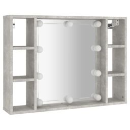 Berkfield Home Mirror Cabinet with LED Concrete Grey 76x15x55 cm - Size: 76 x 15 x 55 cm - thumbnail 3