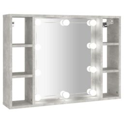 Berkfield Home Mirror Cabinet with LED Concrete Grey 76x15x55 cm - Size: 76 x 15 x 55 cm - thumbnail 2