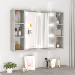 Berkfield Home Mirror Cabinet with LED Concrete Grey 76x15x55 cm - Size: 76 x 15 x 55 cm - thumbnail 1