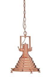 Orsina Small Copper Pendant Light, Industrial Ceiling Light With Vintage Finish, Stepped Iron Shade With Glass Base in Gold - thumbnail 1