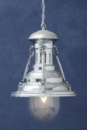 Orsina Small Copper Pendant Light, Industrial Ceiling Light With Vintage Finish, Stepped Iron Shade With Glass Base in Gold - thumbnail 4