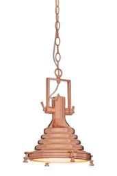 Orsina Small Copper Pendant Light, Industrial Ceiling Light With Vintage Finish, Stepped Iron Shade With Glass Base in Gold - thumbnail 3