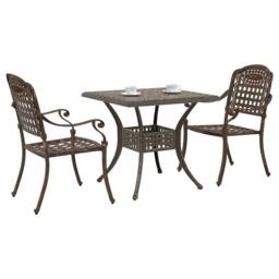 Berkfield Home 3 Piece Garden Bistro Set Bronze Cast Aluminium - thumbnail 3