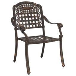 Berkfield Home 3 Piece Garden Bistro Set Bronze Cast Aluminium - thumbnail 4