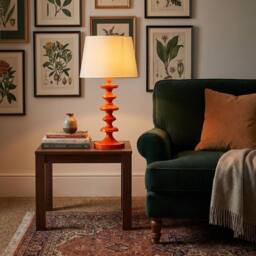 Happy Homewares Modern Gloss Metal Table Lamp Base with Round Step Design in Orange - thumbnail 6
