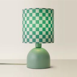 ValueLights Mileys Green Checkerboard Drum Lamp Shade Moss Green Table Lamp with LED Bulb - thumbnail 6