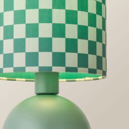 ValueLights Mileys Green Checkerboard Drum Lamp Shade Moss Green Table Lamp with LED Bulb - thumbnail 4