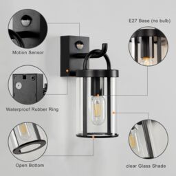 Harper Living Black Retro Industrial Outdoor Wall Lights Weatherproof with PIR sensor - thumbnail 3