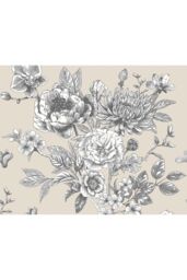 Origin Murals Large Rose Toile Wall Mural in Mid Grey - Size: W300 cm x H240 cm - thumbnail 2